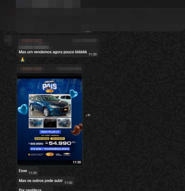 Cliente aprova os criativos e avisa que vendeu mais um carro